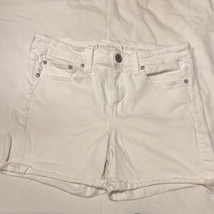 American Eagle Outfitters White Denim Cuffed Jean Shorts